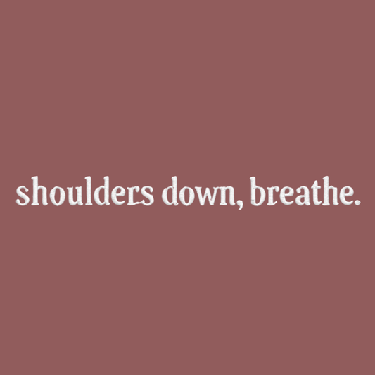 "shoulders down, breathe" embroidery artwork, Soft Rebellion