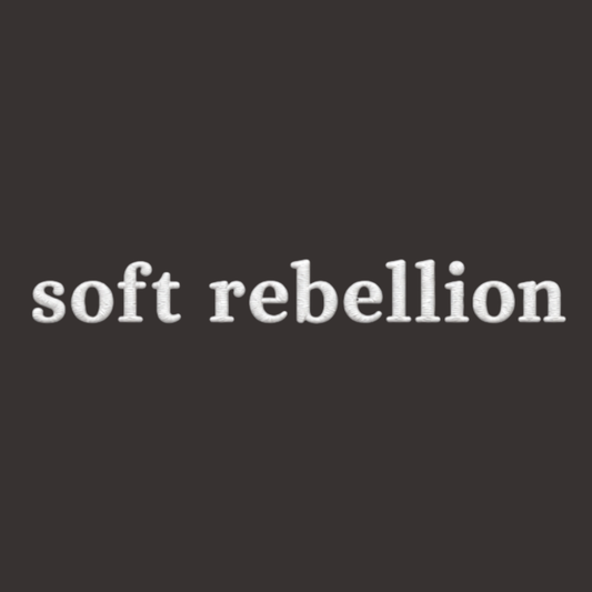 Soft Rebellion center-chest embroidery artwork