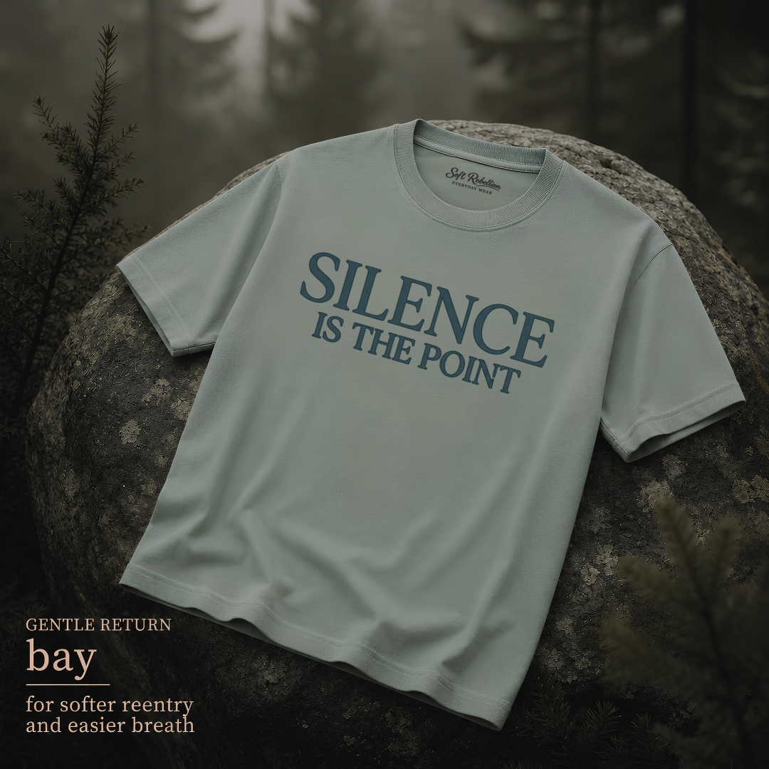 Bay garment-dyed Comfort Colors tee reading "Silence Is the Point", Soft Rebellion