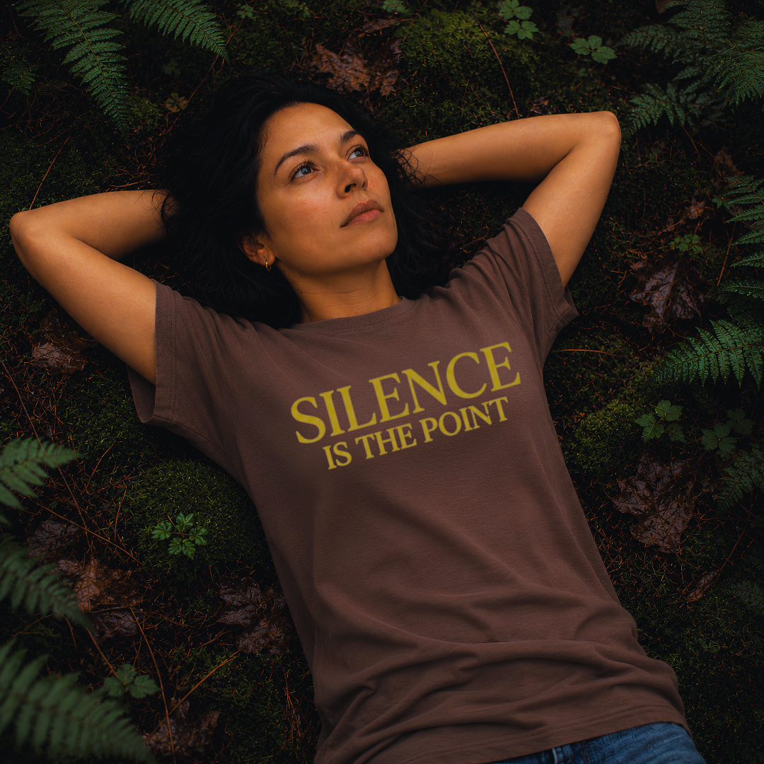Espresso garment-dyed Comfort Colors tee reading "Silence Is the Point", Soft Rebellion