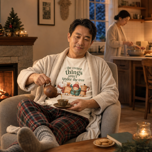 Ivory garment-dyed Comfort Colors tee reading "the coziest things aren't under the tree", Soft Rebellion