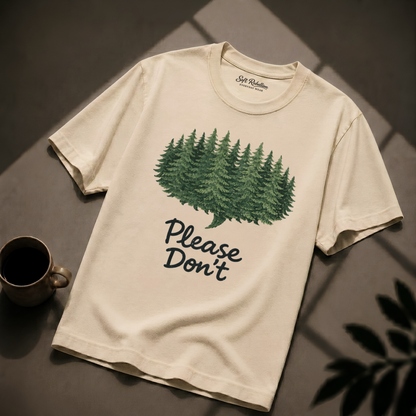 Ivory garment-dyed Comfort Colors tee reading "Please Don't", Soft Rebellion