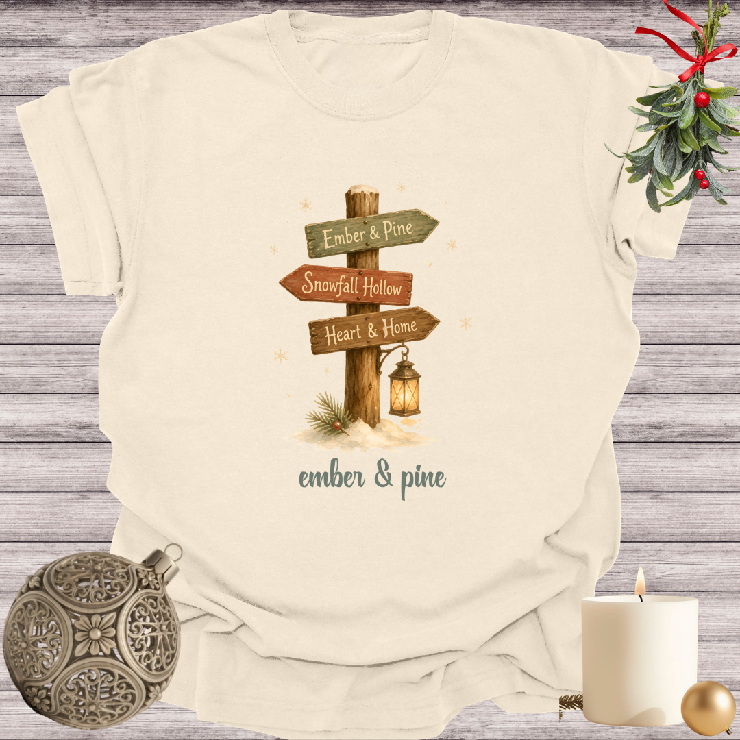 Ivory garment-dyed Comfort Colors tee reading "ember & pine", Soft Rebellion