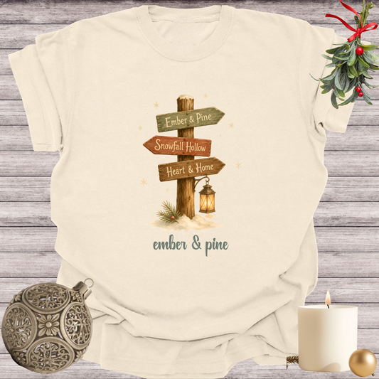 Ivory garment-dyed Comfort Colors tee reading "ember & pine", Soft Rebellion