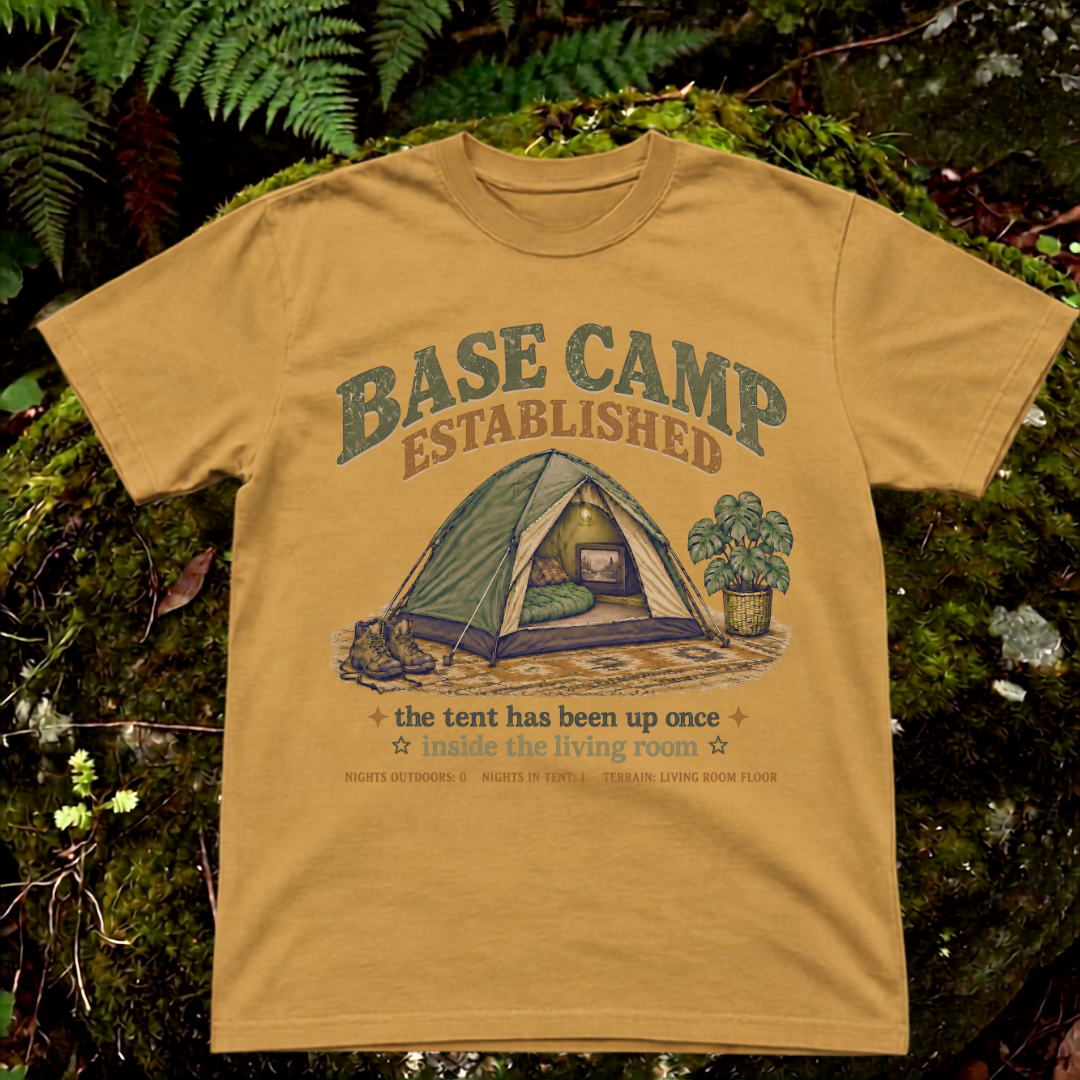 base camp established. the tent has been up once inside the living room.