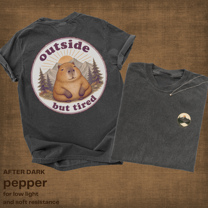 outside but tired capybara.