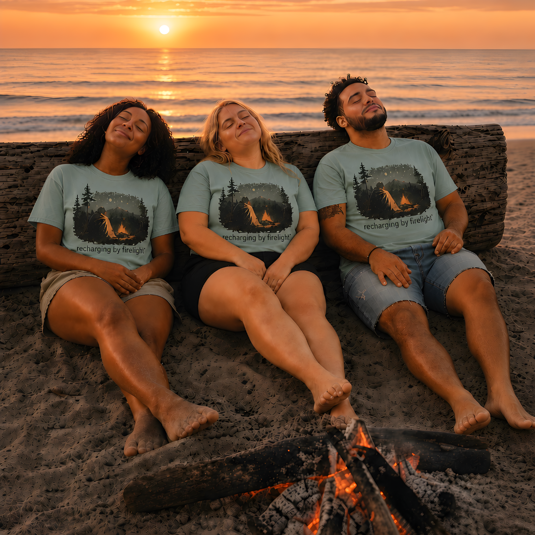 reclining by firelight