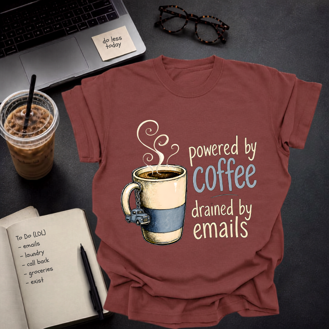powered by coffee, drained by emails.