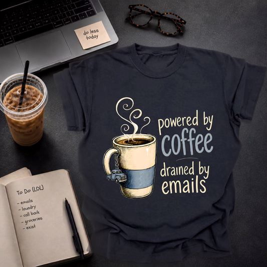 powered by coffee, drained by emails.