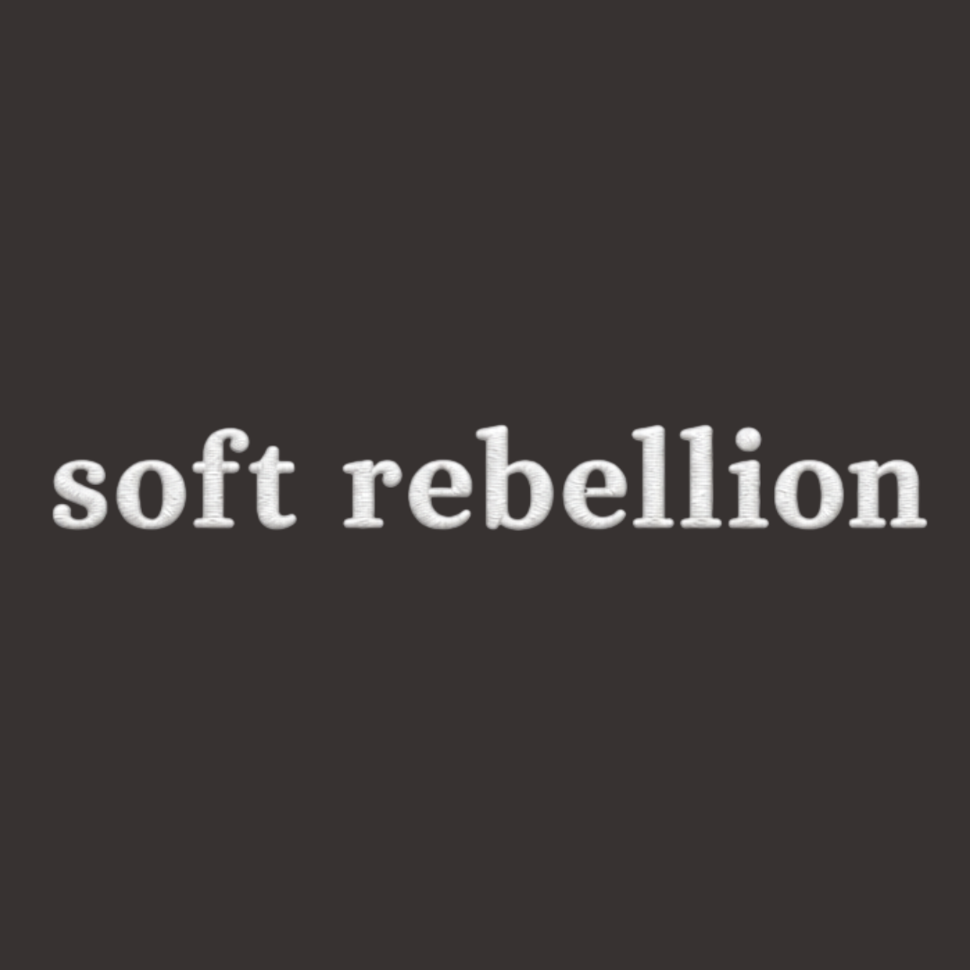 Soft Rebellion center-chest embroidery artwork